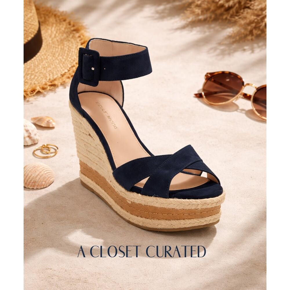 Pella Moda Rowel Espadrille Wedge Sandal 10 Blue NEW